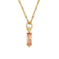 201 Stainless Steel Glass Gold Plated Retro Simple Style Plating Inlay Square Zircon Pendant Necklace sku image 5