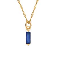 201 Stainless Steel Glass Gold Plated Retro Simple Style Plating Inlay Square Zircon Pendant Necklace sku image 1