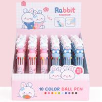 New Korean Style Strawberry Rabbit Ten-color Ballpoint Pen Student Cute Cartoon Multi-color Journal Pen Color Press Oil Pen sku image 11