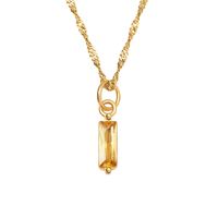 201 Stainless Steel Glass Gold Plated Retro Simple Style Plating Inlay Square Zircon Pendant Necklace sku image 8