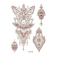 Ethnic Style Semi-permanent Brown Red Indian Hannah Waterproof Lace Tattoo Sticker sku image 11