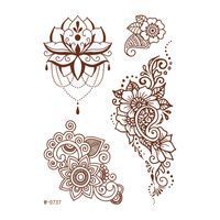 Ethnic Style Semi-permanent Brown Red Indian Hannah Waterproof Lace Tattoo Sticker sku image 10