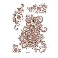 Ethnic Style Semi-permanent Brown Red Indian Hannah Waterproof Lace Tattoo Sticker sku image 14