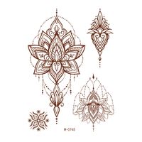 Ethnic Style Semi-permanent Brown Red Indian Hannah Waterproof Lace Tattoo Sticker sku image 18