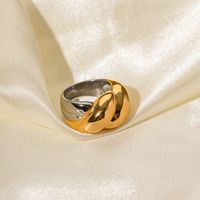 Ig Style Spiral Stripe Stainless Steel Patchwork Plating 18k Gold Plated Rings main image 4