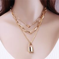 Hip-hop Heart Shape Lock Alloy Plating Women's Layered Necklaces main image 5
