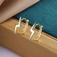 1 Pair Streetwear Lightning Plating Copper Hoop Earrings sku image 1
