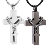 Retro Punk Cross Titanium Steel Inlay Zircon Pendant Necklace main image 1