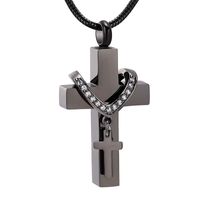 Retro Punk Cross Titanium Steel Inlay Zircon Pendant Necklace sku image 4