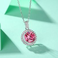 Luxurious Round Sterling Silver Moissanite Pendant Necklace In Bulk main image 4