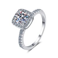 Classic Style Shiny Square Sterling Silver Moissanite Zircon Rings In Bulk main image 2