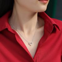 Lady Heart Shape Sterling Silver Moissanite Pendant Necklace In Bulk main image 2