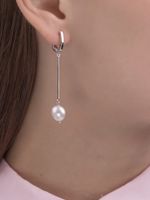 1 Pair Elegant Luxurious Round Square Oval Plating Sterling Silver White Gold Plated Drop Earrings main image 2
