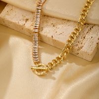 Shiny Geometric Alloy Toggle Patchwork Zircon 14k Gold Plated White Gold Plated Women's Necklace main image 3