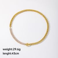 Shiny Geometric Alloy Toggle Patchwork Zircon 14k Gold Plated White Gold Plated Women's Necklace sku image 1