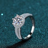 Luxurious Geometric Sterling Silver Moissanite High Carbon Diamond Rings In Bulk main image 4