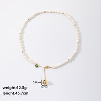 Elegant Flower Butterfly Fish Tail Freshwater Pearl Copper Beaded Zircon 14k Gold Plated Necklace sku image 1
