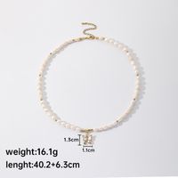 Elegant Flower Butterfly Fish Tail Freshwater Pearl Copper Beaded Zircon 14k Gold Plated Necklace sku image 2