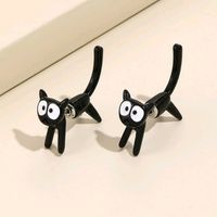 1 Paire Mignon Dessin Animé Chat Placage Alliage Boucles D'oreilles main image 6