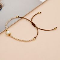 Casual Simple Style Round Artificial Crystal Freshwater Pearl Beaded Drawstring Braid Bracelets main image 2