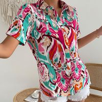Women's Blouse Short Sleeve Blouses Printing Button Elegant Vacation Simple Style Floral main image 3