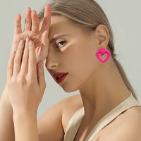 1 Pair Ig Style Modern Style Stripe Heart Shape Hollow Out Arylic Ear Studs main image 3