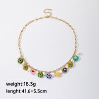 Ferien Herzform Süßwasserperle Glas Kupfer Perlen Blumen 14 Karat Vergoldet Halskette Mit Anhänger sku image 1