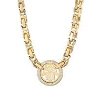 Acero Titanio Chapados en oro de 18k Elegante Enchapado Embutido Ronda Palma Diamante Artificial Pulsera Collar sku image 4