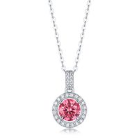 Luxurious Round Sterling Silver Moissanite Pendant Necklace In Bulk sku image 1