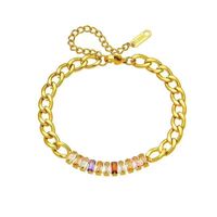 Simple Style Geometric 304 Stainless Steel 18K Gold Plated Artificial Rhinestones Bracelets In Bulk main image 2