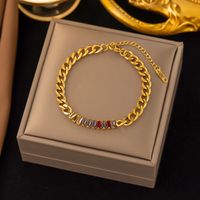 Simple Style Geometric 304 Stainless Steel 18K Gold Plated Artificial Rhinestones Bracelets In Bulk main image 3