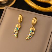 304 Stainless Steel 18K Gold Plated Vintage Style Enamel Plating Horns Earrings Necklace main image 5