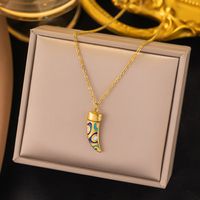 304 Stainless Steel 18K Gold Plated Vintage Style Enamel Plating Horns Earrings Necklace main image 1