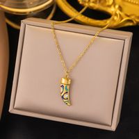 304 Stainless Steel 18K Gold Plated Vintage Style Enamel Plating Horns Earrings Necklace main image 6