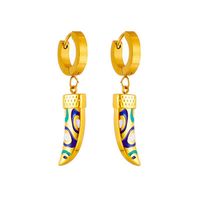 304 Stainless Steel 18K Gold Plated Vintage Style Enamel Plating Horns Earrings Necklace main image 2