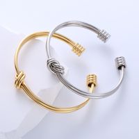 Elegant Simple Style Knot 304 Stainless Steel 18K Gold Plated No Inlaid Cuff Bracelets In Bulk main image 1