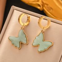 1 Pair Ethnic Style Geometric Plating Inlay 304 Stainless Steel Stone 18K Gold Plated Drop Earrings main image 2