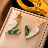 1 Pair Ethnic Style Geometric Plating Inlay 304 Stainless Steel Stone 18K Gold Plated Drop Earrings sku image 3