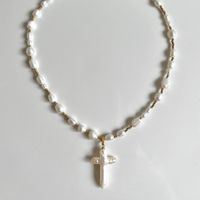 Pearl Iron Y2K Vintage Style Plating Cross Pendant Necklace main image 1