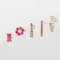 1 Set Basic Sweet Simple Style Geometric Flower Plating Inlay Brass Zircon 18k Gold Plated Earrings main image 5
