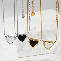 304 Stainless Steel 16K Gold Plated White Gold Plated Gold Plated Casual Simple Style Plating Inlay Heart Shape Artificial Gemstones Necklace main image 4
