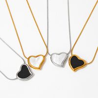 304 Stainless Steel 16K Gold Plated White Gold Plated Gold Plated Casual Simple Style Plating Inlay Heart Shape Artificial Gemstones Necklace main image 3