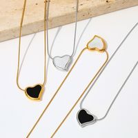 304 Stainless Steel 16K Gold Plated White Gold Plated Gold Plated Casual Simple Style Plating Inlay Heart Shape Artificial Gemstones Necklace main image 2