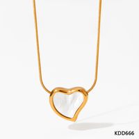 304 Stainless Steel 16K Gold Plated White Gold Plated Gold Plated Casual Simple Style Plating Inlay Heart Shape Artificial Gemstones Necklace sku image 2