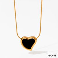 304 Stainless Steel 16K Gold Plated White Gold Plated Gold Plated Casual Simple Style Plating Inlay Heart Shape Artificial Gemstones Necklace sku image 2