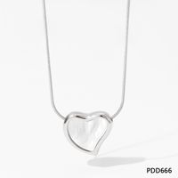 304 Stainless Steel 16K Gold Plated White Gold Plated Gold Plated Casual Simple Style Plating Inlay Heart Shape Artificial Gemstones Necklace sku image 4