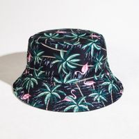 Unisex Casual Classic Style Streetwear Coconut Tree Flamingo Wide Eaves Bucket Hat main image 3