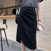 Summer Spring Autumn Simple Style Classic Style Simple Solid Color Rayon Spandex Polyester Midi Dress Skirts main image 8