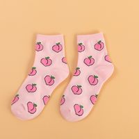 Women's Casual Solid Color Cotton Printing Crew Socks A Pair sku image 2