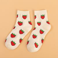 Women's Casual Solid Color Cotton Printing Crew Socks A Pair sku image 5